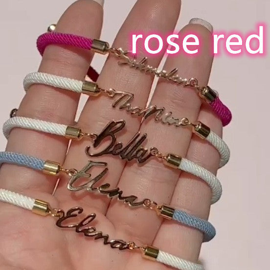 Gepersonaliseerde kleurrijke touwketting met aangepaste naamarmband, gepersonaliseerde verstelbare naamsieraden voor meisjes Nexora Store