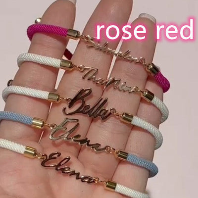 Gepersonaliseerde kleurrijke touwketting met aangepaste naamarmband, gepersonaliseerde verstelbare naamsieraden voor meisjes Nexora Store