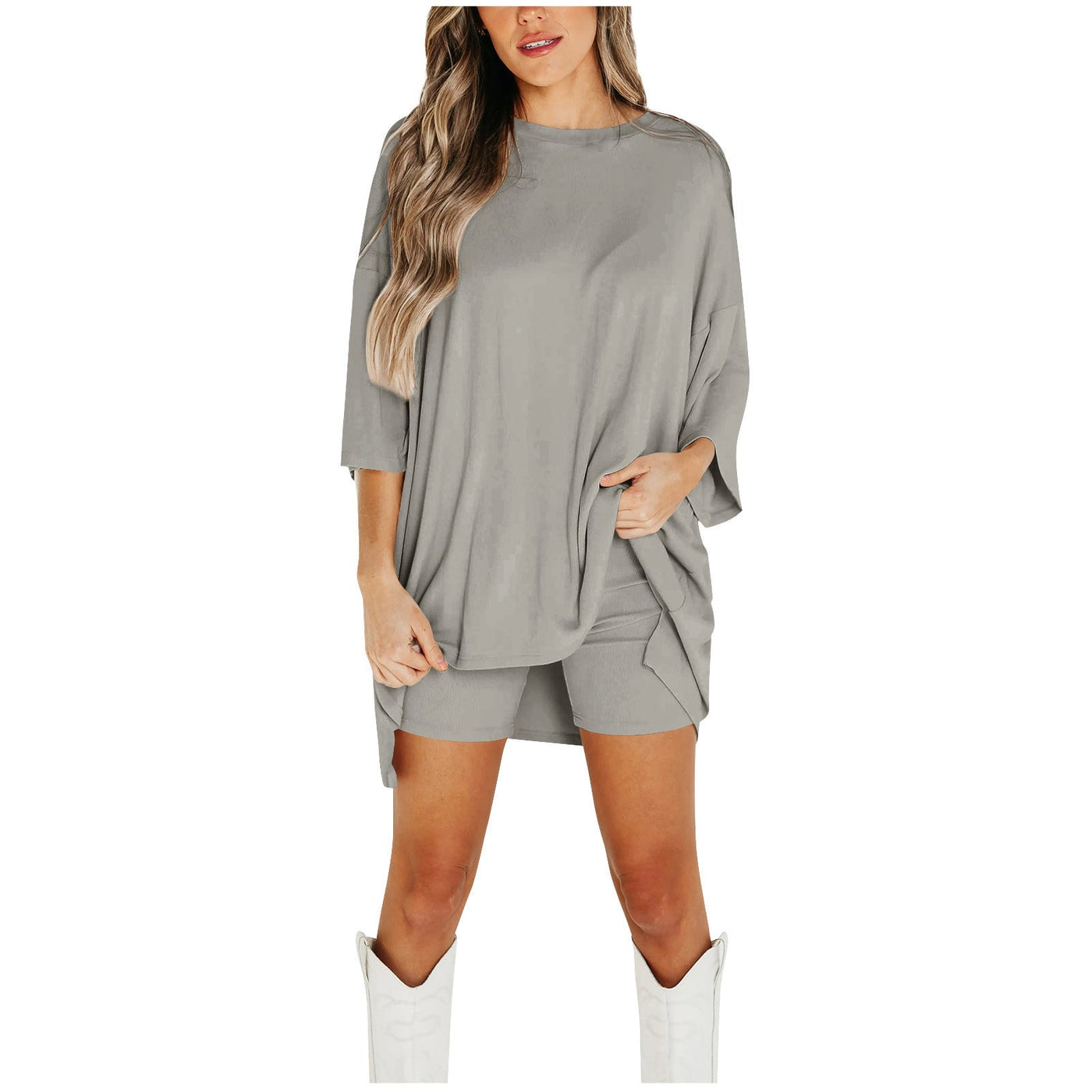 Zomer Shorts Pak Mode Losse Korte Mouwen T-shirt En Slanke Strakke Broek Dameskleding Ritchy's Shop