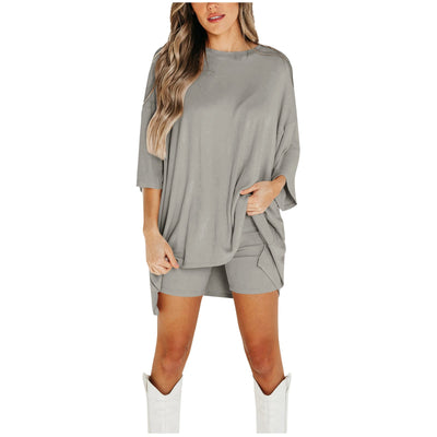 Zomer Shorts Pak Mode Losse Korte Mouwen T-shirt En Slanke Strakke Broek Dameskleding Ritchy's Shop