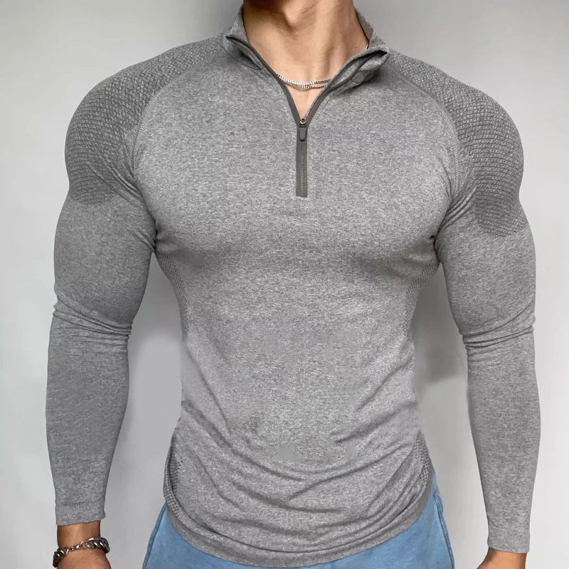 Naadloze lange mouwen rits training fitness outdoor sterke top slim fit Nexora Store