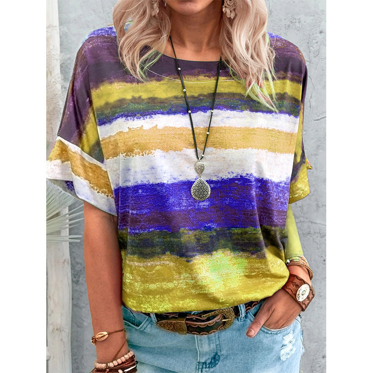 Dames T-shirt met korte mouwen en gradiëntcontrast Ritchy's Shop