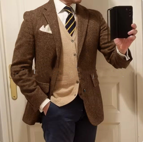 Nieuw herenpak visgraatjas casual slim fit Nexora Store