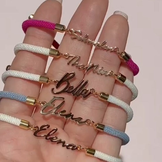 Gepersonaliseerde kleurrijke touwketting met aangepaste naamarmband, gepersonaliseerde verstelbare naamsieraden voor meisjes Nexora Store