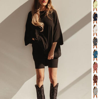 Zomer Shorts Pak Mode Losse Korte Mouwen T-shirt En Slanke Strakke Broek Dameskleding Ritchy's Shop