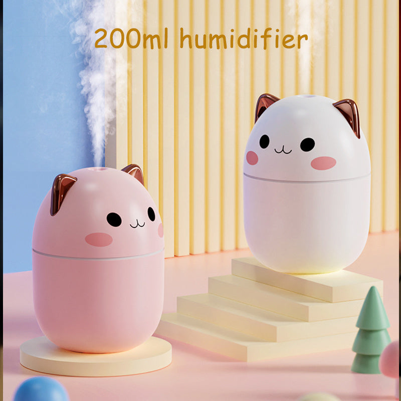 Luchtbevochtiger schattige kat ultrastille USB kantoor huishouden slaapkamer auto aromatherapie luchtreiniger met led koele mist spray Mijn winkel