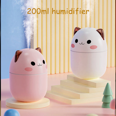 Luchtbevochtiger schattige kat ultrastille USB kantoor huishouden slaapkamer auto aromatherapie luchtreiniger met led koele mist spray Mijn winkel