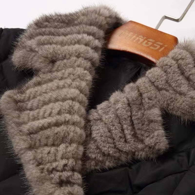 Mode warme nertsbontkraag dunne en dikke donsjas voor dames Nexora Store