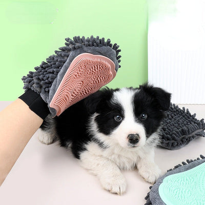 2-in-1 verzorgingshandschoen voor huisdieren, elegante hondenverzorgingstool voor borstelen, masseren en drogen, verzorgingsset voor honden en katten, 2-zijdige badborstel, reinigings- en massagehandschoen Ritchy's Shop