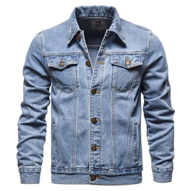 Jas Heren Casual Blue Label Jeans lichtgewicht spijkerjack zonder kraag met capuchon
