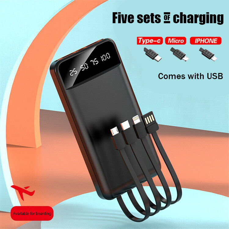 Draagbare powerbank 10000mAh Powerbank - Met 4 ingebouwde kabels Powerbank Ritchy's Shop
