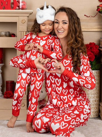 Schoonheid Kleding Valentijnsdag Hart Afdrukken Vrijetijds Pyjama's Pyjama's Ouder-kind Pak Nexora Store