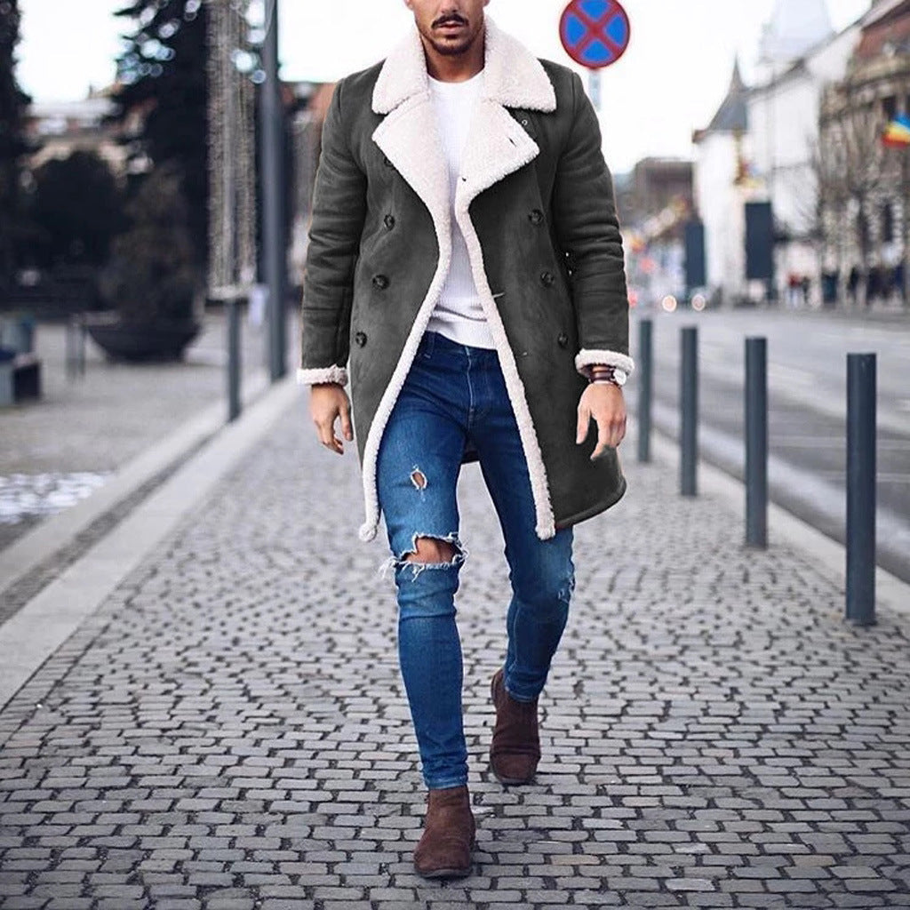 Mode heren winter warme jas effen kleur lange mouwen trenchcoats Nexora Store