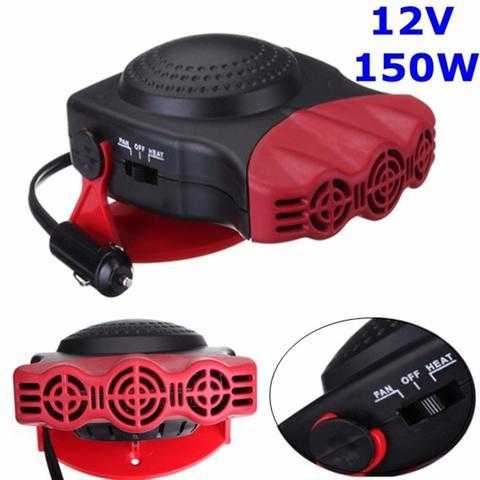 Draagbare voorruitontdooier auto ventilator 12V 150W zwart rood