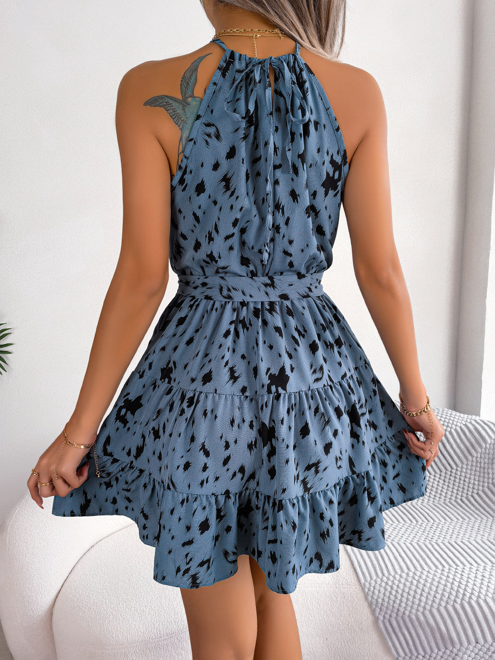 Casual luipaardprint geplooide swingjurk zomermode strandjurken dames Nexora Store