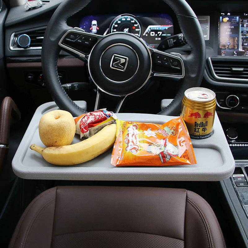 Stuurwiel kaarttafel hangend ontwerp met voeding op autostuur bevestigd, grijs kunststof opbergbureau voor auto