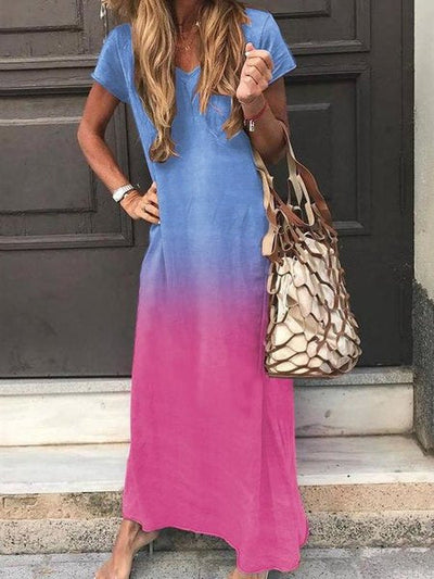 Jurk met korte mouwen en v-hals kleur Ritchy's Shop