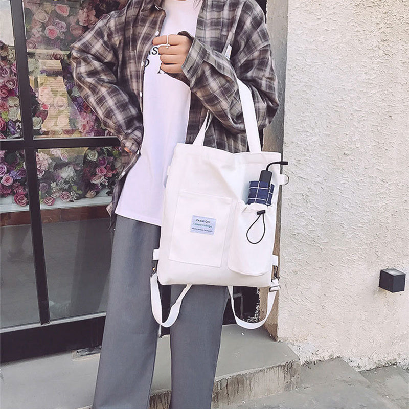 Harajuku Canvas Tassen Studenten Handtas Met Zakken Preppy Buckpack Schoudertas Voor Vrouwen Schooltassen Nexora Store