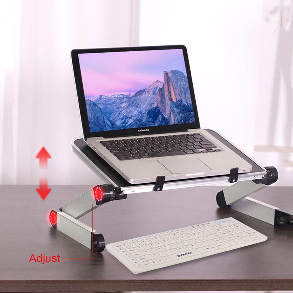 Opvouwbare laptopstandaard met verstelbare hoogte en hoek voor ergonomisch werken op bureau of bed