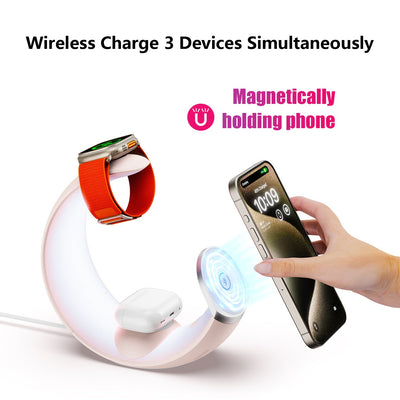 4-in-1 Crescent magnetische draadloze opladerstandaard voor meerdere apparaten, GEEN stekker Nexora Store