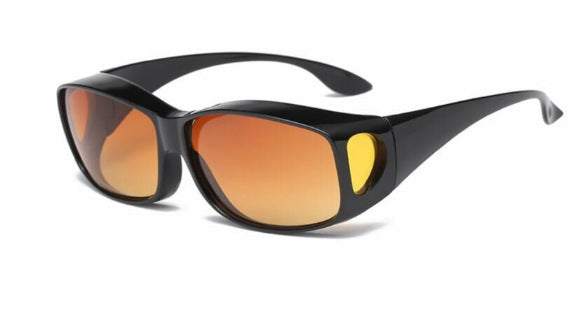 Zwarte nachtzichtbril voor in de auto met gele UV-beschermende lenzen unisex zonnebril