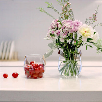 Glazen vaas met bloemenarrangement, gedroogd fruit Nexora Store