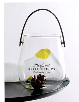 Glazen vaas met bloemenarrangement, gedroogd fruit Nexora Store