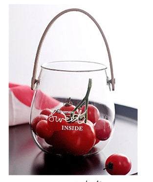 Glazen vaas met bloemenarrangement, gedroogd fruit Nexora Store