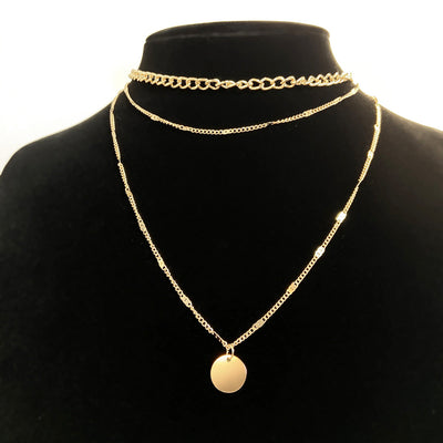 Vrouwen meerlaagse ketting in modieuze schijf hanger sleutelbeen ketting kettingen persoonlijkheid sieraden Nexora Store
