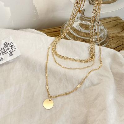 Vrouwen meerlaagse ketting in modieuze schijf hanger sleutelbeen ketting kettingen persoonlijkheid sieraden Nexora Store