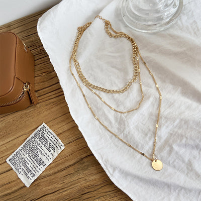 Vrouwen meerlaagse ketting in modieuze schijf hanger sleutelbeen ketting kettingen persoonlijkheid sieraden Nexora Store