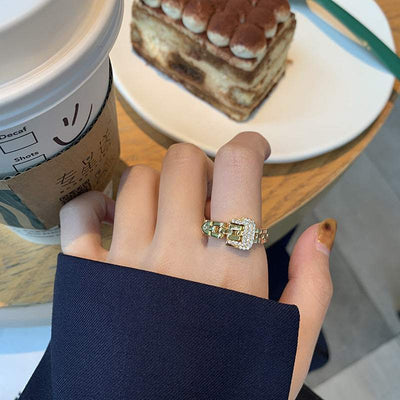 Adjustable Belt Buckle Zircon Rings Detachable Metal Soft Chain Ring Nexora Store