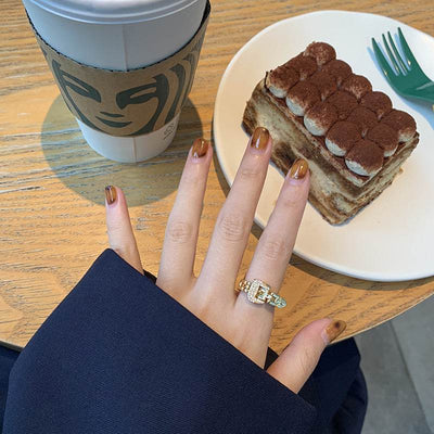 Adjustable Belt Buckle Zircon Rings Detachable Metal Soft Chain Ring Nexora Store