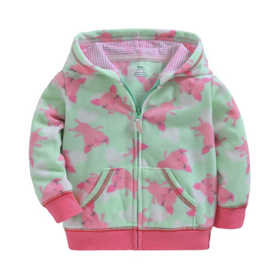 Hartvormige print capuchon rits jassen meisjes lange mouwen warme bovenkleding kinderkleding Nexora Store