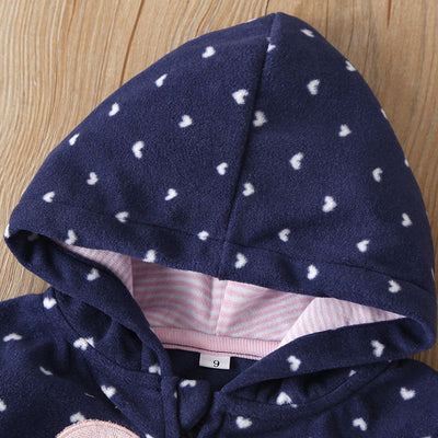 Hartvormige print capuchon rits jassen meisjes lange mouwen warme bovenkleding kinderkleding Nexora Store