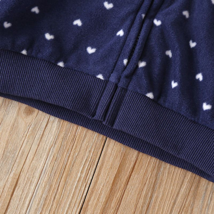 Hartvormige print capuchon rits jassen meisjes lange mouwen warme bovenkleding kinderkleding Nexora Store