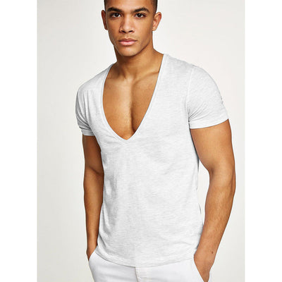 Shirts Heren Diepe V-hals Korte Mouw T-shirts Zomer Streetwear Casual Effen Slim Polyester T-shirts Gym Fitness Boksen T-shirt Tops Nexora Store