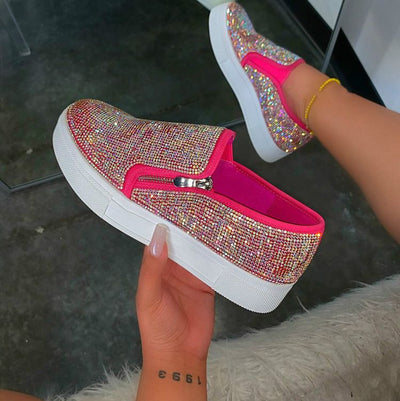 Grote maat platte casual schoenen met strass en één pedaal, luie schoenen Ritchy's Shop