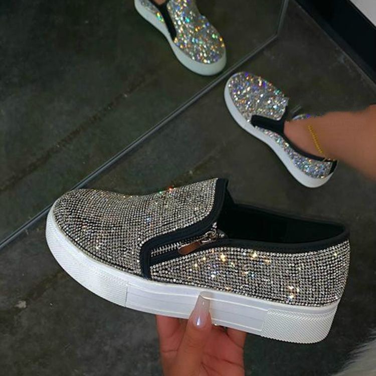 Grote maat platte casual schoenen met strass en één pedaal, luie schoenen Ritchy's Shop