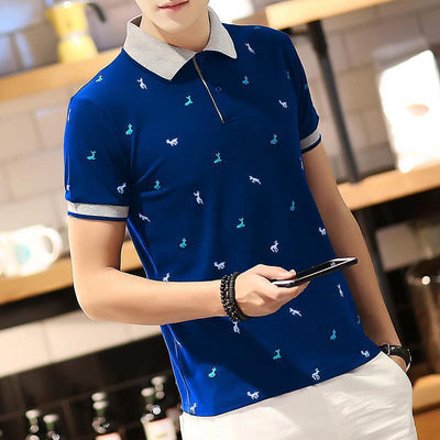 T-shirt met korte mouwen voor heren One Summer Heren dun poloshirt Revers T-shirt met revers van fawnstof Groot Nexora Store