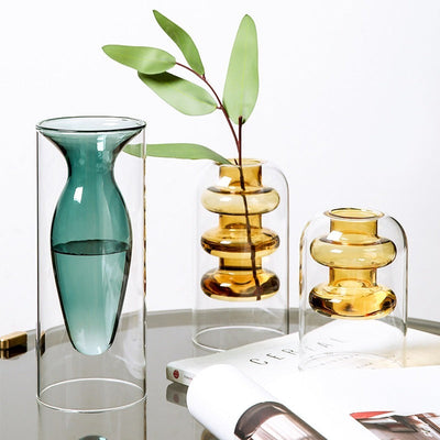 Woonaccessoires Nordic Ins Kleurrijke glazen transparante vaas Woonkamer Eettafel Gedroogde bloemen Hydrocultuur vazen Ritchy's Shop