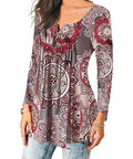 Geplooid bloemenshirt met lange mouwen en V-hals Nexora Store