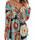 Geplooid bloemenshirt met lange mouwen en V-hals Nexora Store