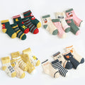 Set of colorful warm and breathable cartoonkousen children's socks made of combed cotton and jacquard, mid-calf length