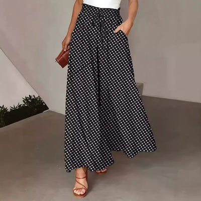Broek met stippenprint, modieuze losse elastische taille, wijde broeken voor dameskleding Mijn winkel