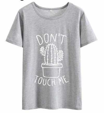 Raak me niet aan cactus graphic casual women's summer T-shirt white