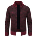 Thickened Plaid Print Jacket Cardigan Fashion Slim Fit Zipper Stand Collar Sweater Winter Men's Casual Long Sleeve Knitted Top Clothing Nexora Store