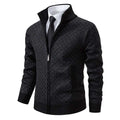 Thickened Plaid Print Jacket Cardigan Fashion Slim Fit Zipper Stand Collar Sweater Winter Men's Casual Long Sleeve Knitted Top Clothing Nexora Store