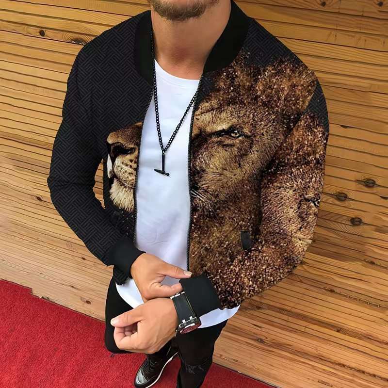 Autumn printed casual men's fallwinter corduroy jacket coat with bag cover seam pockets and street fashion style