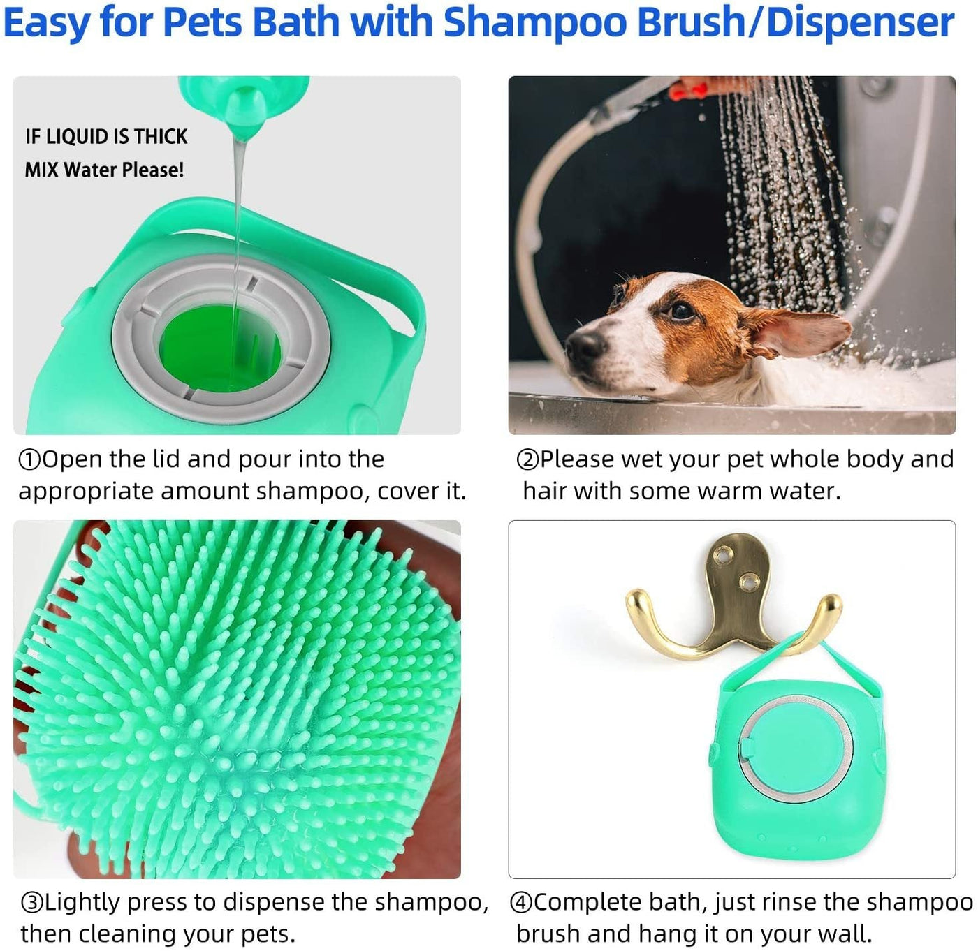 Hondenshampoo, massageborstel, kattenmassagekam, verzorgingsscrubber, doucheborstel voor het baden van kort haar, zachte siliconenborstels Ritchy's Shop